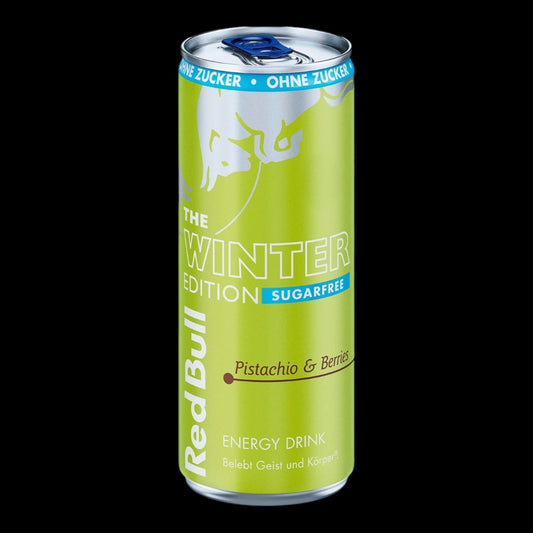 Red Bull Winter 26 Edition SUGARFREE Pistazie & Beeren Energy Drink Kiste 24 x 250 ml Schweiz – Detailansicht