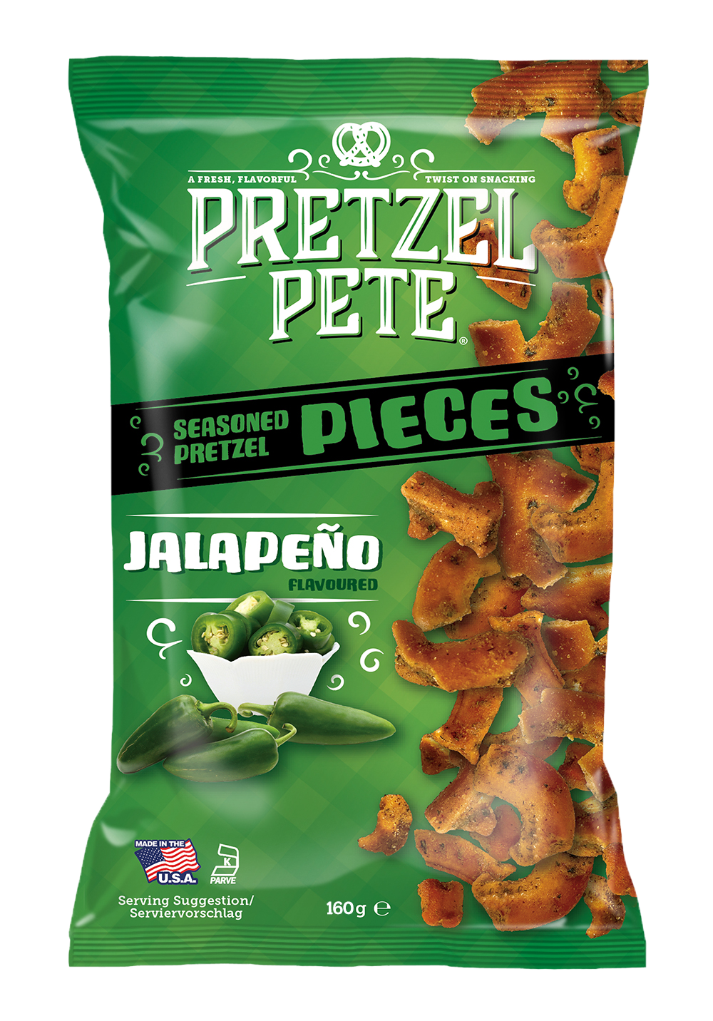 Pete's Pretzel Pieces Jalapeno Box 8 x 160 Gramm USA – Ansicht 1