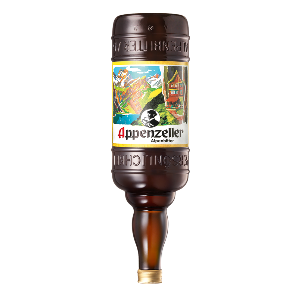 Appenzeller Alpenbitter Grossflasche für Wandhalter 400 cl / 29 % Schweiz – Ansicht Flasche