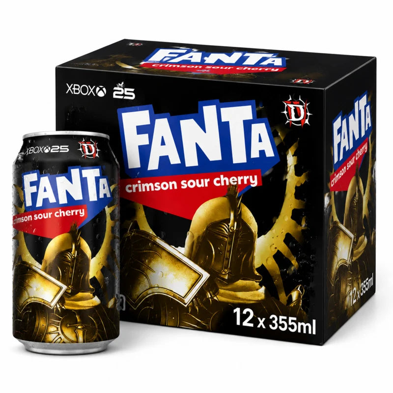 Fanta Crimson Sour Cherry Kiste 24 x 355 ml USA – Produktansicht