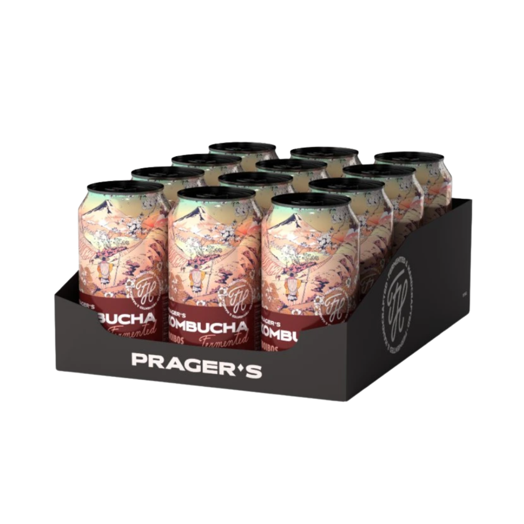 PRAGER'S Kombucha Rooibos Kiste 24 x 330 ml Tschechien – Kistenansicht