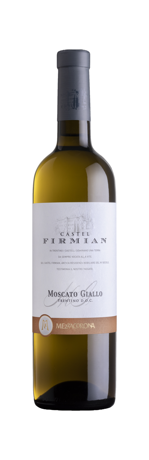 Castel Firmian Mezzacorona Moscato Giallo Trentino DOC 2024 Weisswein Kiste 6 x 75 cl / 10.5 % Italien – Produktansicht
