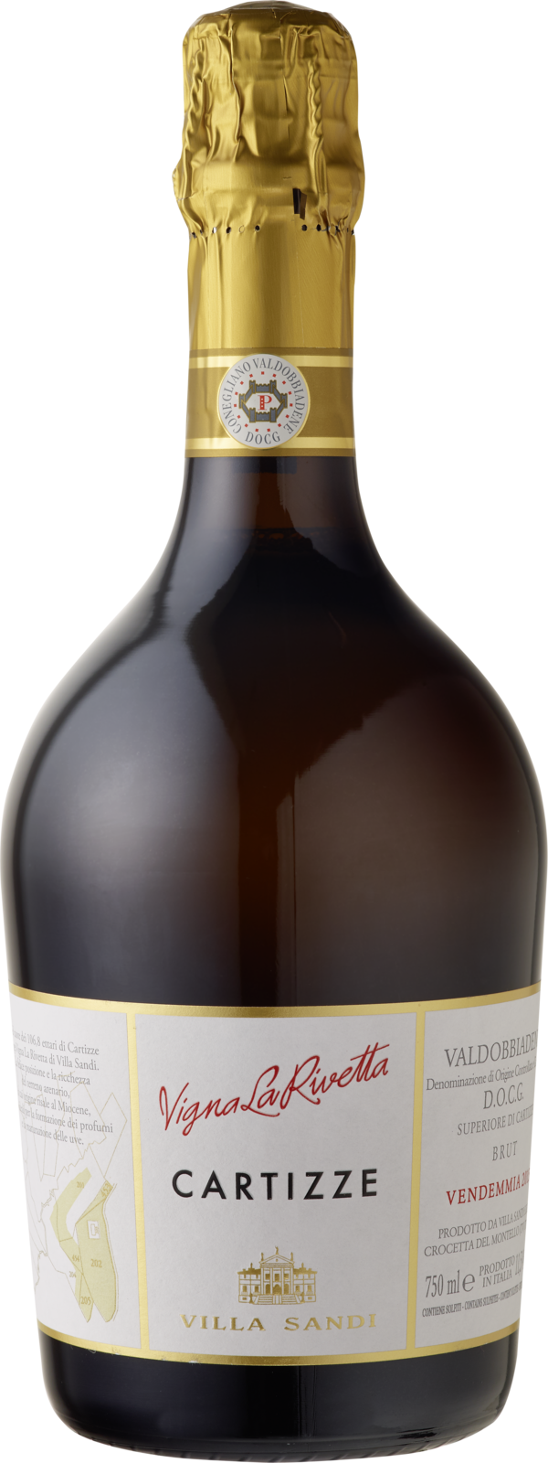 Villa Sandi Valdobbiadene Sup. di Cartizze DOCG Brut 2023 Schaumwein Kiste 6 x 75 cl / 11.5 % Italien – Produktansicht