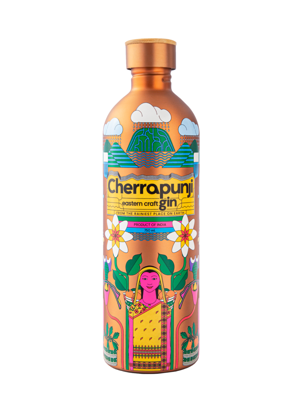 Cherrapunji Eastern Craft Gin 75 cl / 42.8 % Indien – Flasche Vorderansicht