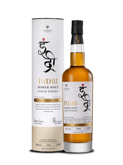 Indri Trini Three Wood Single Malt Whisky 70 cl / 46 % Indien – Flasche