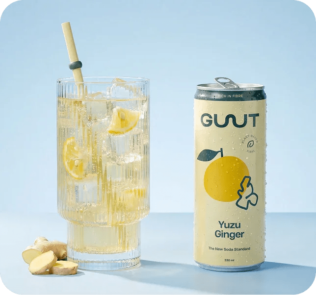 GUUT Prebiotic Soda Yuzu Ingwer Kiste 24 x 330 ml Schweiz – Ansicht 2